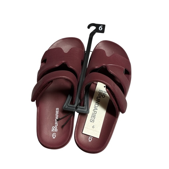 No Boundaries Shoes - No Boundaries Wine Adjustable Slide Sandals